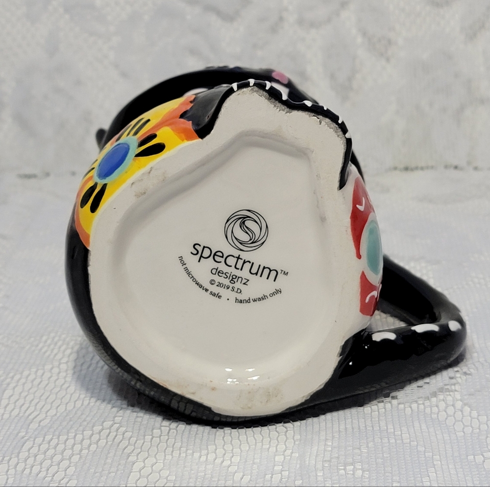 Day of the Dead Multi-colored Cat Shaped Cup Ceramic Coffee Mug Spectrum Designz - Picture 9 of 17